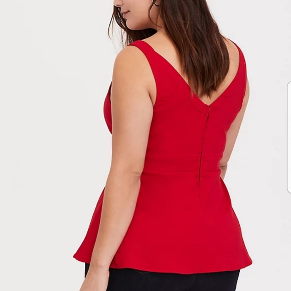 SALE Torrid Red Bengaline Cutout Peplum Top 2 - Picture 2 of 4